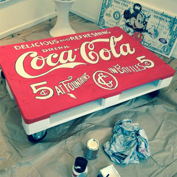 table basse palette coca cola